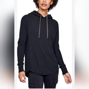 Under Armour black waffle thermal hooded long sleeve shirt medium